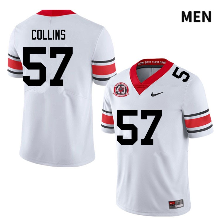 Georgia Bulldogs Men's Luke Collins #57 White 1980 National Champions 40th Anniversary Stitched College UGA Football Jersey 23IL013UJ